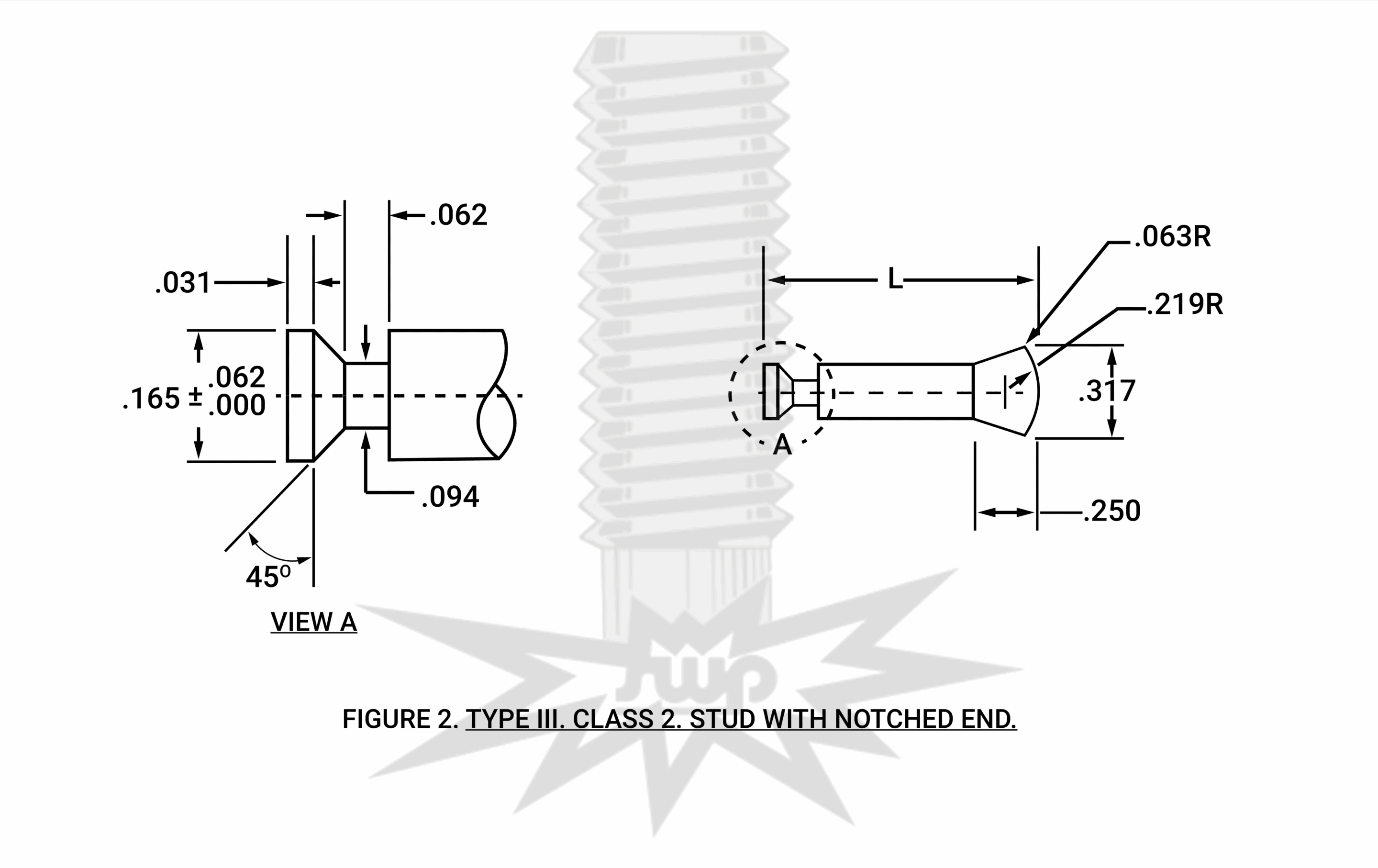 MIL-S-24149/2 TYPE III, CLASS 2, STUD WITH NOTCHED END