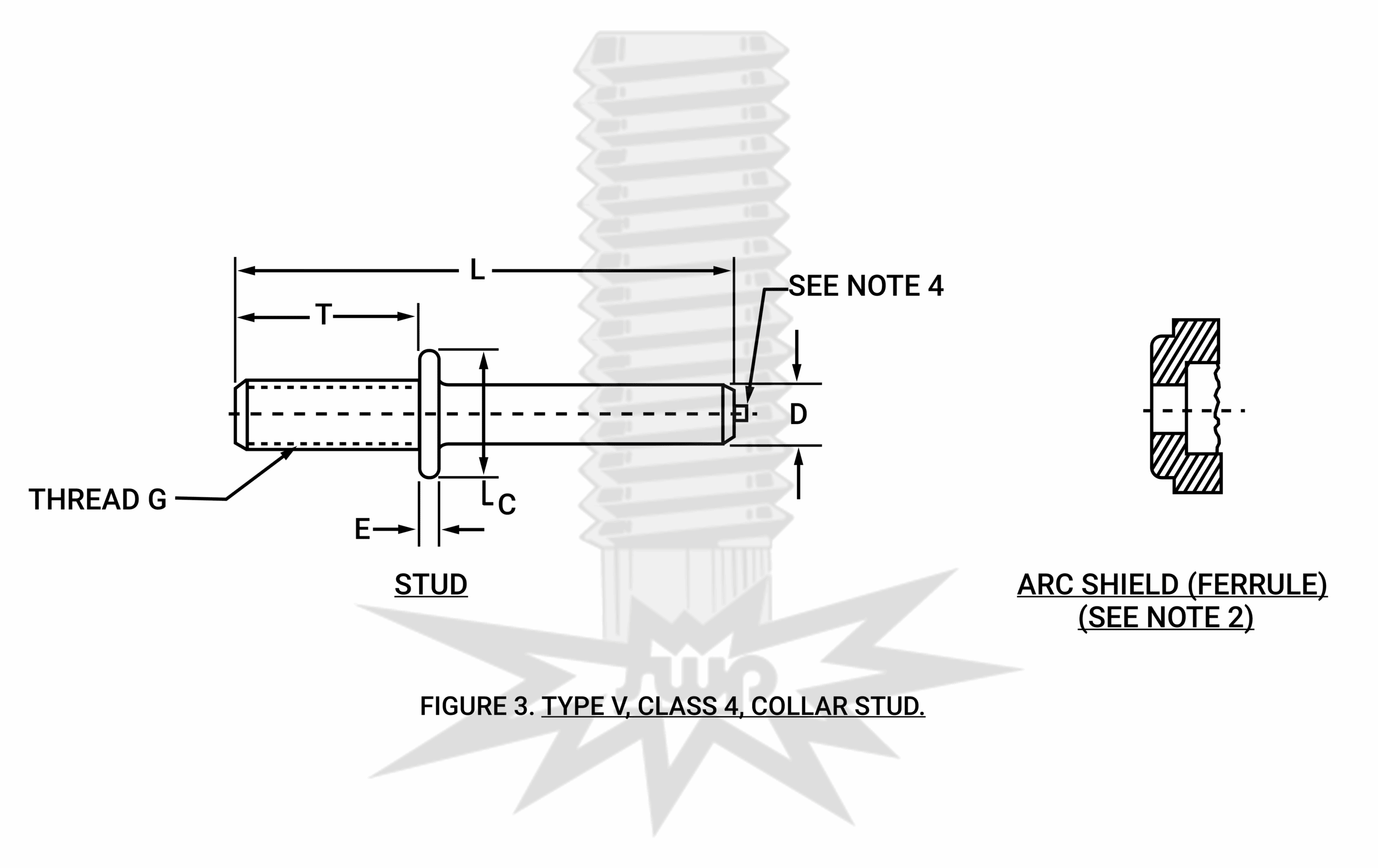 MIL-S-24149/3 TYPE V, CLASS 4, COLLAR STUD