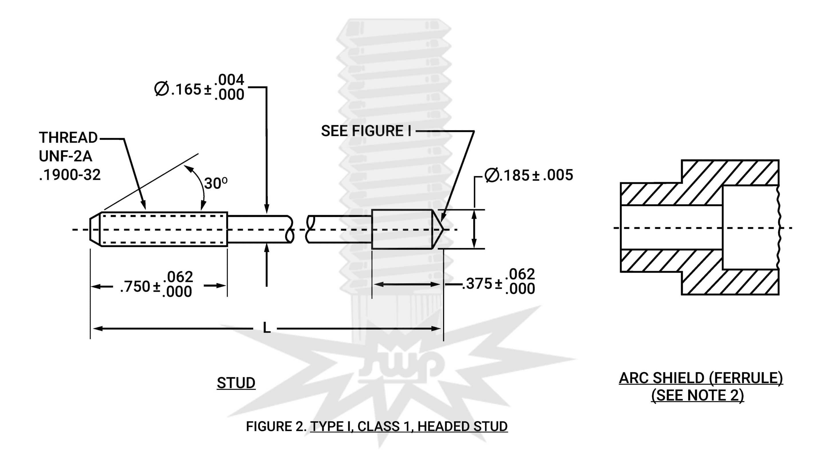 MIL-S-24149/1 TYPE 1, CLASS 1, HEADED STUD
