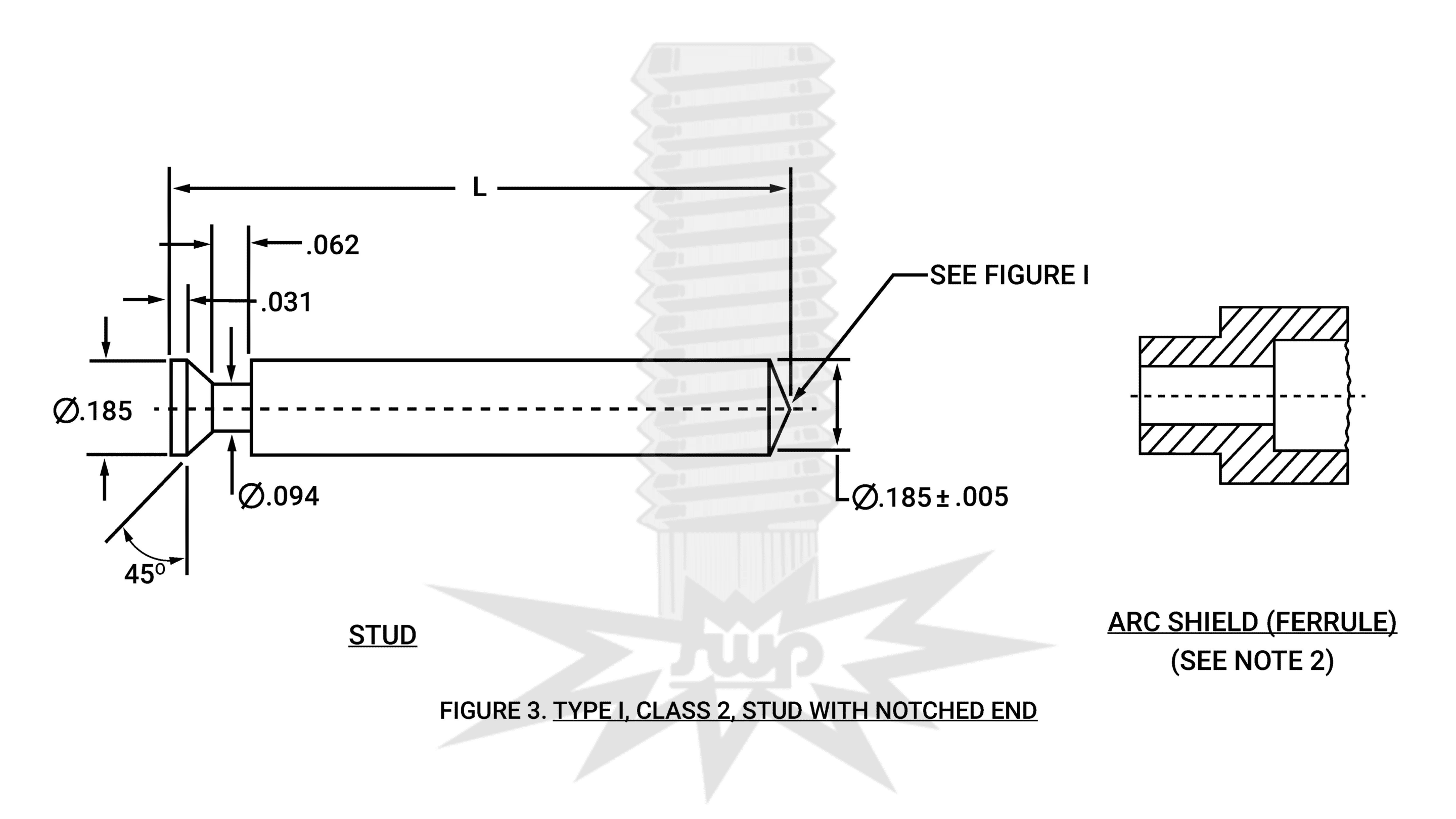 MIL-S-24149/1 TYPE 1, CLASS 2, STUD WITH NOTCHED END